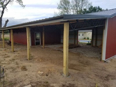 Installation of cinnamon metal walls for a shed