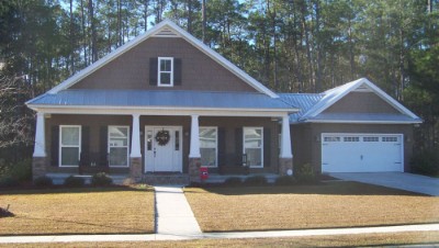 Dark brown house with Galvalume rib roofing