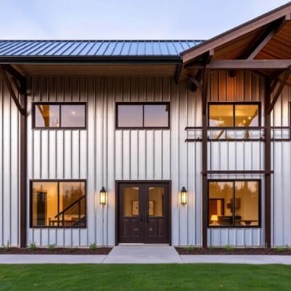 PBR metal panels used for durable pole barn construction